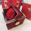 Aangepaste initiële ketting A B ETERNAL ROSE BOX 3D Honingraat en REALROSE bloem geschenkdoos Hartvormig Valentijnsdag Damescadeau 240104