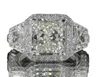 サイズ610ユニークな結婚指輪高級ジュエリー925スターリングシルバープリンセスカットホワイトトパーズラージCZダイヤモンドジェムストーンエタニティWOM6879876