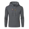 Homens outono casual hoodies manga longa cordão pulôver moletom moletom com capuz streetwear com xadrez jacquard 240103