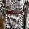Bälten pu läder avtagbar bälte stilfullt stift spänne brett midjeband vintage kappklänning för kvinnor
