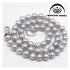 Necklaces MADALENA SARARA AAA 89mm Freshwater Pearl Strand Necklace Gray Color Pearl Bead Strand Fine Luster With Heart Clasp