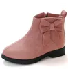 Botas 2024 niñas moda zapatos deportivos de cuero para niños cálido suave fondo princesa nieve niños zapatillas de deporte