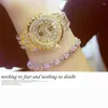 Armbandsur BS Bee Sister 2024 Full Diamond Gold Watch for Women Luxury Elegant Ladies Fashion Silver Crystal Armband Watches
