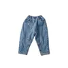 Jeans en coton épais et extensible pour enfants, pantalons pour garçons, avec poches plaquées, taille élastique, collection automne-hiver 2023, 240103