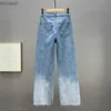 Damen-Jeans, Strass-Jeans, Damen-Hosen mit weitem Bein, 2023 Frühjahr, neue hohe Taille, lockere und schlankmachende Mopp-Hosen, modische Hosen YQ240104