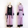 Jackets Lace Stripe Pamas Suit with Rhinestone Women Satin Kimono Robe Gown Set Summer Vneck Bathrobe&sling&shorts&pants Loungewear