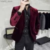 Erkekler Suits Blazers Otomatik Velvet Gelinlik Mens Blazer Ceket Moda Sıradan Takım Kıyafet Sahne DJ Erkekler İş Blazers Homme Q230103