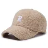 Casquettes de baseball Casquette de baseball en peluche polaire d'agneau Casual Lettre Broderie R Peaked Automne Hiver