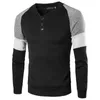 T-shirt uni pour hommes, pull à manches longues en coton, pull-over, hauts 240104