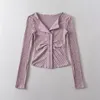 هوديز النساء 2024 Y2K V-lapel Cardigan Women Long Sleeve Tops Tops Vintage Autumn Winter Girl Girl Sweater Conitwear Jumper