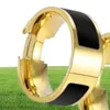 Designer 6mm 8mm rostfritt stål band ring kvinnor modemän ringar bokstäver h bucklade unisex smycken tillbehör gåva storlek 511606261372467