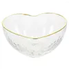 Bowls Heart Shaped Glass Bowl Simple Love Golden Trimming Fruit Plate Irregular Transparent Candy Trays Snack