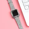 Geschnitzter Kupfer Luxus Diamant Bumper für Apple Watch Case 41mm 45mm 40mm 44mm 38/42mm Diamond Bling Cover iWatch Serie 8 7 6 5 4 SE 3