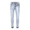 Jeans jeans violets jeans de créateur pour hommes pantalons empilés jeans hommes baggy denim larmes européen jean hombre hommes pantalons pantalons biker broderie déchiré pour la tendance 29-40