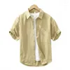 Chemises décontractées pour hommes Summer Trendy Work Tenue Chemise à manches courtes pour japonais frais rétro littéraire ample et simple