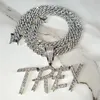 Anpassad borststeckensnitt Inledande brevhänge Iced Cubic Zirconia Diamond Name Halsband Hip Hop Jewelry Personlig gåva 240104
