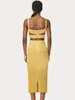 Work Dresses Women Summer Sexy Sleeveless Backless Bronzing Gold Midi Bodycon Skirt Bandage Set 2024 Elegant Evening Club Party Outfits