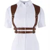 Bälten 2022 Fashion Punk Brown Leather Harness Belt Strap Girdle Sexiga kvinnor handgjorda dekorativa skjorta klänningar Vest293z