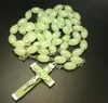 Luminous Rosary Cross pendants necklaces Beads vine long style sweater chain Catholic Jesus jewelry fashion 10pcs1024976