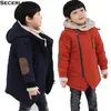 Abrigo niños niño abrigo de invierno manga larga con capucha niños niño chaqueta parkas 3 6 8 10 patchwork moda adolescente niños ropa lj201202