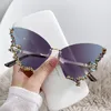 Fashion Sparkling designer costa sunglasses men women Rhinestone Rimless Butterfly Sunglasses Y2K Women Luxury Brand Vintage Sun Glasses Ladies Eyewear gafas
