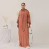 Roupas étnicas Robes para Mulheres Islam Oração Vestido Bolsos Laterais Muçulmano Abaya com Cachecol Hijab Integrado Dubai Ramadan Eid Turco Modéstia