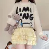 Damen Shorts 2024 solide Y2k süße rosa weiße Kürbishose Lolita Herbst Winter JK Plüsch japanische Kawaii Rüschen Laterne