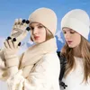 Bérets chapeau gants écharpe costume hommes hiver chaud tricoté en plein air équitation Protection des oreilles laine femmes manches casquette Skullies bonnets