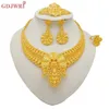 Conjunto de joias douradas dubai para mulheres, brinco indiano, colar, acessórios de noiva marrocos, pulseira de casamento, festa 240103