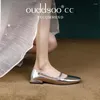 Sapatos de vestido Ods Couro Genuíno Mulheres Mary Janes Salto Grosso Bombas Cristal Salto Alto Senhora Calçado Primavera Vaca Preto 33-40 Ouro