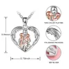 Mom Hugged Two Kids Baby Pendant Chain 925 Sterling Silver Heart Angel Wings Rose Gold Necklace For Women Mother's Day Jewelry 240103