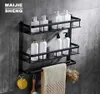 Maijiesheng-estante de baño negro puro, doble capa, soporte para estante esquinero, accesorios para habitación showe 4384788