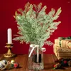 Dekorativa blommor 20st konstgjorda blad grenar 11,8 tum tallstammar falska grön växt jul DIY -tillbehör för hemträdgård