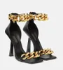 Elegante goldene Kettengliederriemen Nappaleder Sandalen Schuhe Pumps mit Reißverschluss Luxuriöse Marken-Damen-High Heels EU35-42.BOX