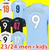 23 24 Jerseys de fútbol de Haaland Grealish Sterling Mans Cities Mahrez Fans Version de Bruyne Foden 2023 2024 Football Tops Camisa Kit para niños Conjuntos de uniformes campeones de uniformes