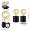 2 Stück schwarze batteriebetriebene Tischlampe, kabellose Lampen, kabelloses Licht, Nachttischlampen, Kerzenhalter für Schlafzimmer, Hochzeit, Heimdekoration 240103
