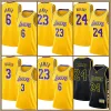 Custom LeBron''James''Basketball Jersey 0 6 23 7 Russell Westbrook City Carmelo Anthony Men Дэвис СитиLos Angeles''Lakers''8 24 Имя игрока Black Mamba White Mens