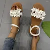 Sandaler 2024 Brand Shoes Female Elastic Band Women's Fashion Floral Daily Women Peep Toe Flat Zapatos