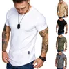 Costumes pour hommes A3380 T-shirt coupe ajustée col rond manches courtes décontracté Hip Hop haut en coton mode d'été basique