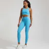 Lu Align Femme Couleur Unie Ensemble De Gym Tenue Serrée Leggings Sport Fitness Boucle Dos Croisé Soutien-Gorge De Gym Top 2pc Costume Entraînement Jog Femmes Lemon Lady Gry Sports Filles