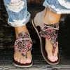 Sandalen Dames Clip-on platte bodem Mesh Romeinse stijl T-lijn met luipaardprint Modieuze veelzijdige vrijetijdsschoenen