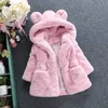 Baby flickor kläder faux pälsrock fleece jacka varm snöar huva parka barn ytterkläder vinterkläder spädbarn överrock 240104
