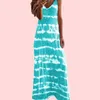 Casual Dresses Fitshinling Tie Dye Vintage Long Dress Women Clothing Spaghetti Strap Slim Maxi Sleeveless Vestidos Femme Robe 2024 Sale