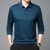 Men's T Shirts Autumn Pineapple Plaid Long-Sleeved T-shirt Medium Green Solid Color Polo Collar Shirt Casual Top Wholesale