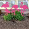 Tuindecoratie Buitendecoratie Metaal Tuinkunst Mooie roze flamingo Gazon Decor Stake Landschap Achtertuin Pathway Ornament