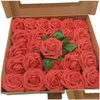 Couronnes de fleurs décoratives Fleurs décoratives Mousse durable Fausses roses Rose Centres de table bleu royal Tiges Champagne La taille peut varier Dhrtt