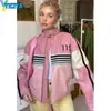 Vestes Femmes Yiciya Veste en cuir rose Y2K Racing Car Femmes Manteaux Bomber Mode coréenne Hiver Moto Tenues Streetwear Top