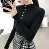 Kvinnors blusar Solid Color Lady Sweater Chic mysiga stickade toppar Slim Fit High Collar Soft Elastic Pullover For Fall Winter Fashion