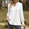 Women's Blouses Women Solid Long Sleeve Blouse Puff V-Neck Loose Tunic Spring Vintage Temperament Shirts Elegant Business Undershirts