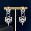 Moda Ear Stud per le donne Orecchini a cerchio con fascino di lusso Oro F Hoops Designer di marca Gioielli orecchino con diamanti uomo Argento Elegante collana con braccialetto Aretes G2206211XQ